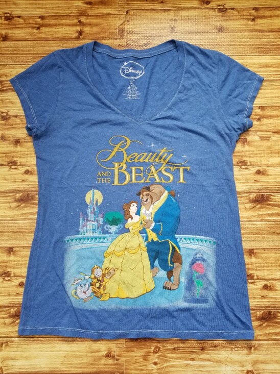 Disney Tops - Beauty and the Beast Girls' Blue Graphic Tee